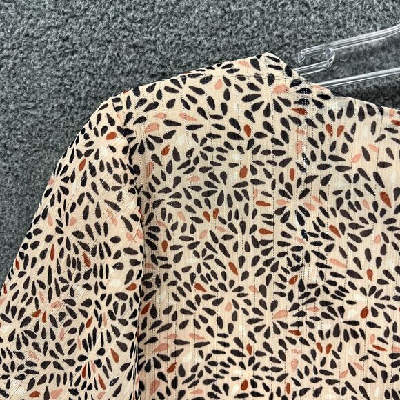 BCBGeneration Top Womans XS Pink Floral Bell layered Long Sleeve metallic Thread - Picture 13 of 16